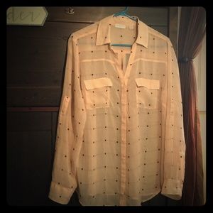 New York & Co. peach sheer blouse
